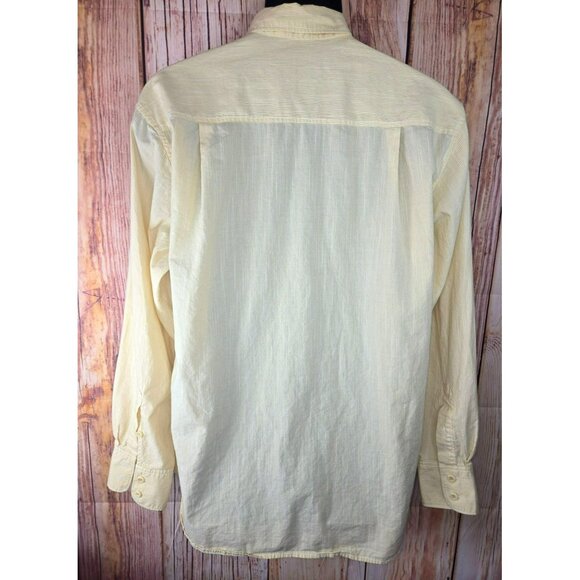 Tommy Bahama Mens Button-Up Shirt Medium Yellow Jacquard Pinstripe Long-Sleeve - Picture 2 of 8